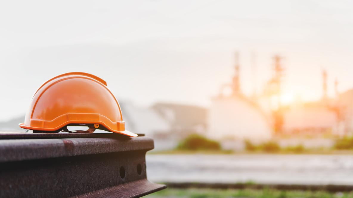 yellow helmet safety in construction site